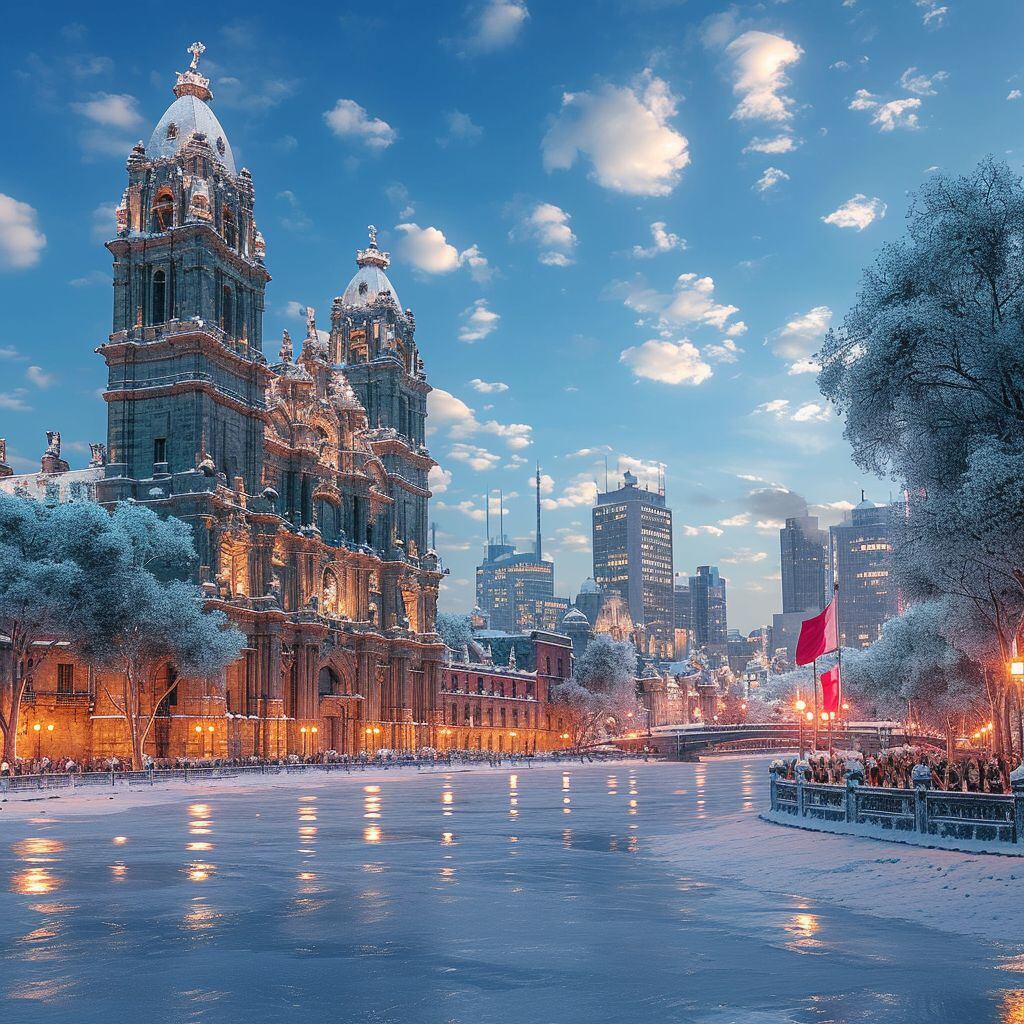 El Zócalo convertido en pista de hielo natural.