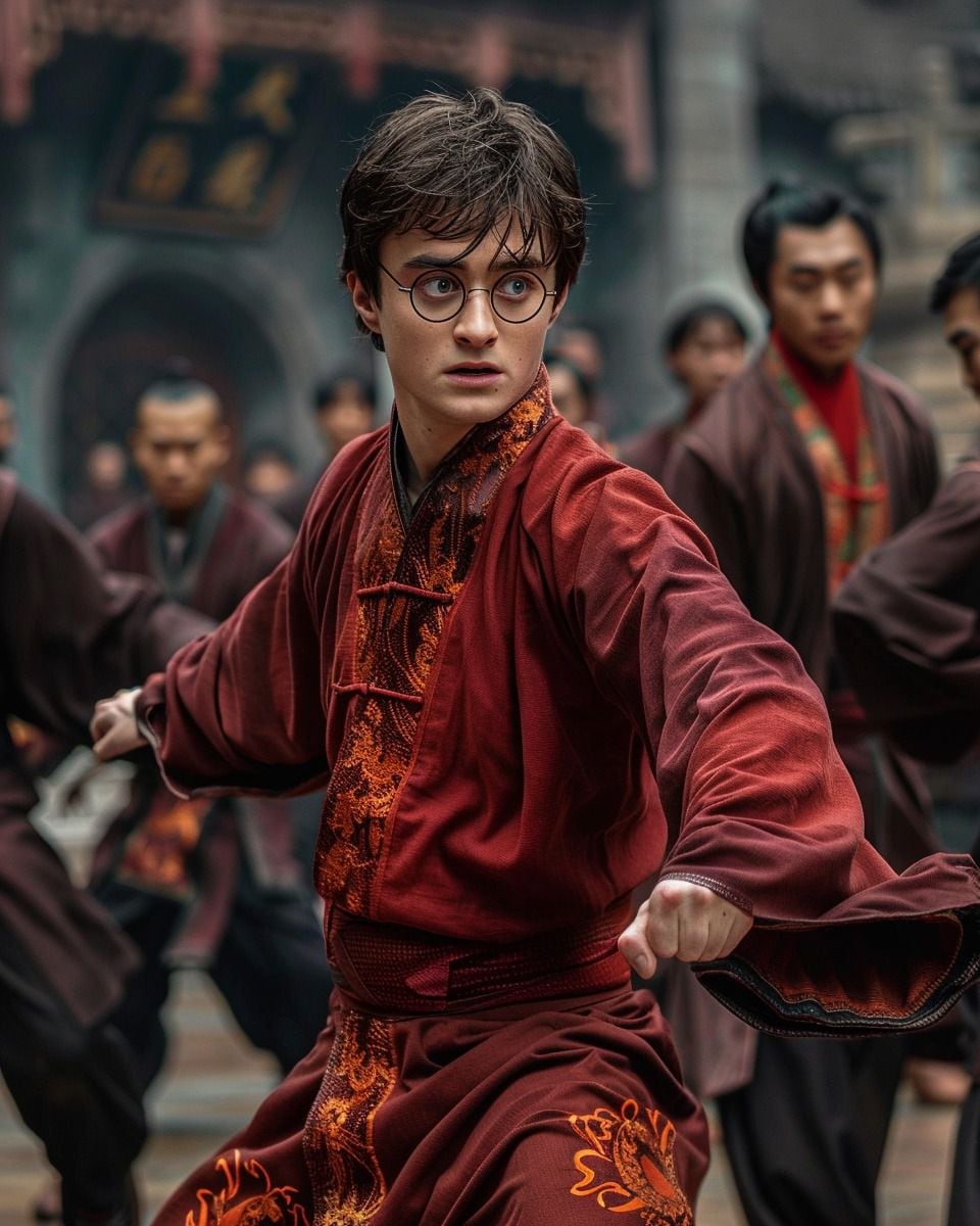 Harry Potter en combate como artista marcial según una IA