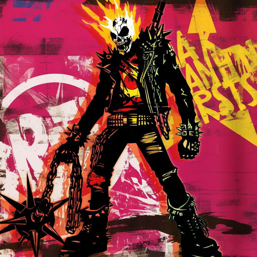Ghost Rider en estilo anarquista según una IA