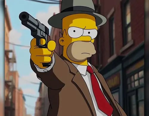 Así se verían los Simpson como una familia de mafiosos al estilo “El Padrino”, según inteligencia artificial
