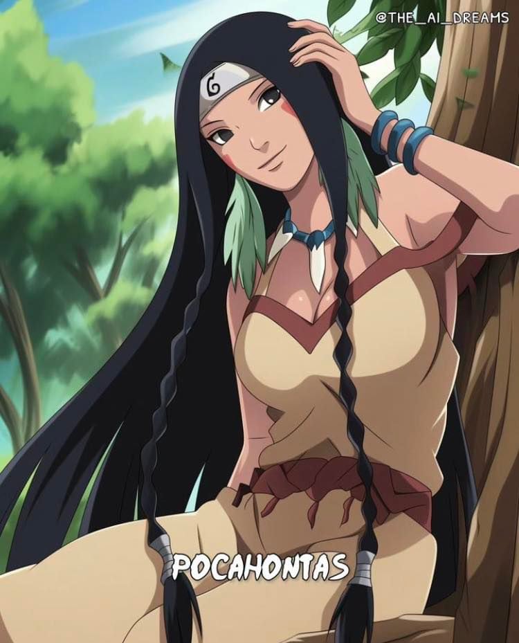 Pocahontas en estilo de Naruto según una IA