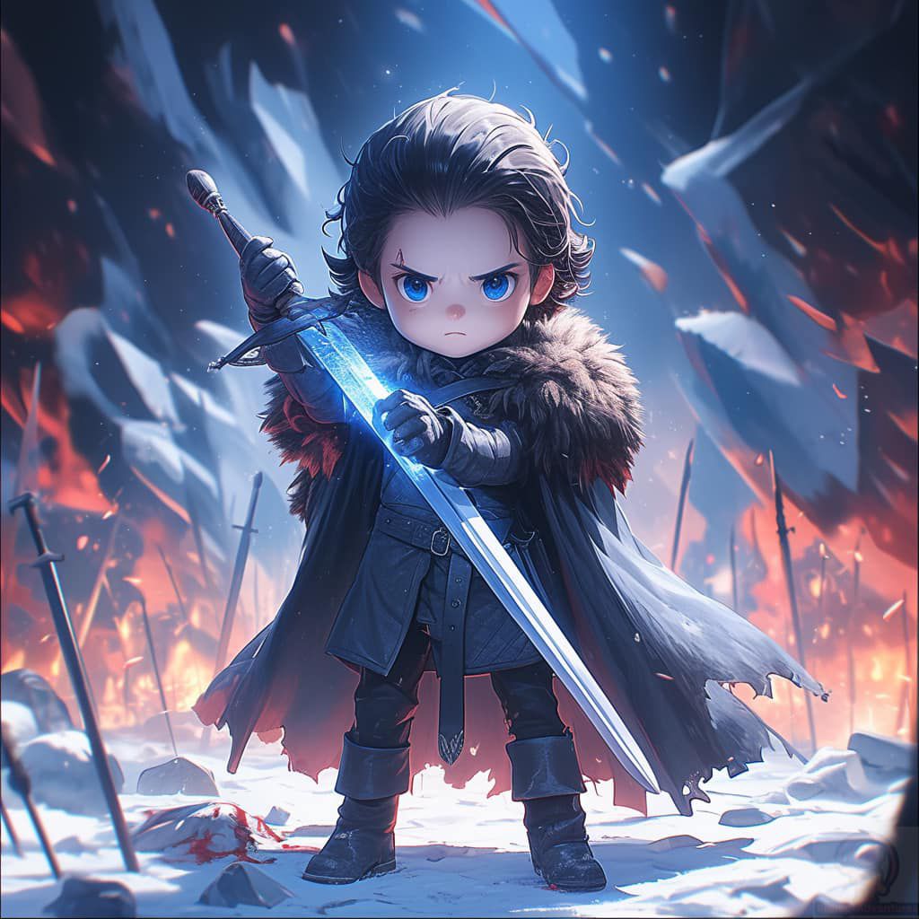 Jon Snow en estilo Chibi según una IA