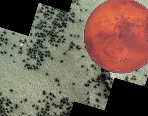 Científicos descubren curiosas "arañas" en Marte