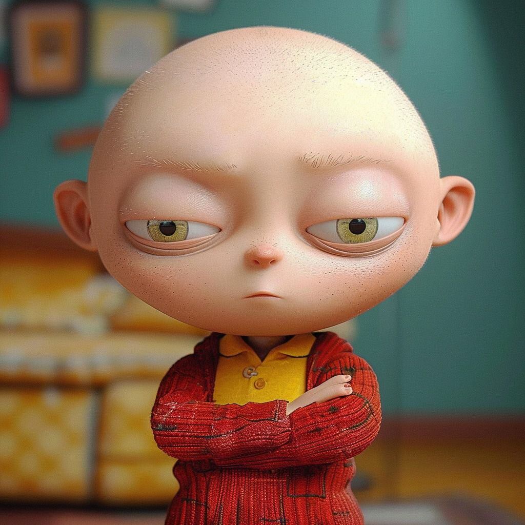 Estilo de vestimenta: Con su camiseta amarilla, overol rojo y zapatos blancos, Stewie viste un atuendo que lo hace destacar en el mundo de la animación.