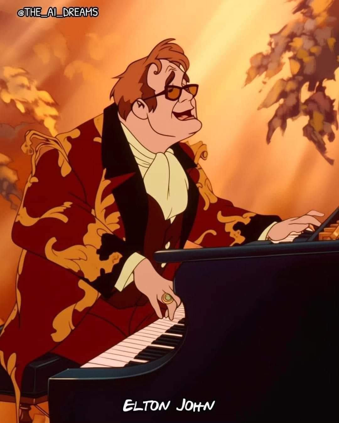 Así se vería Elton John en estilo Disney según una IA
