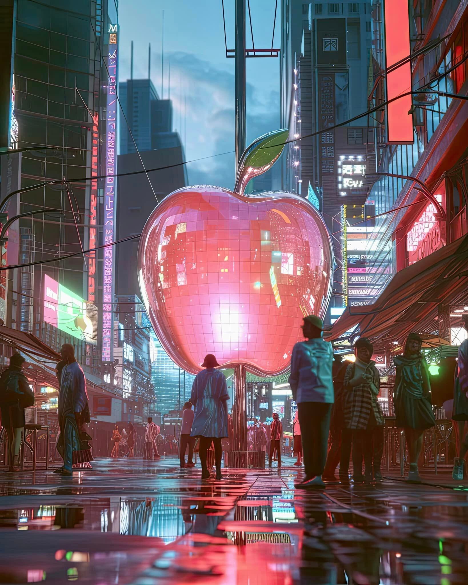 La manzana gigante de Apple según una IA