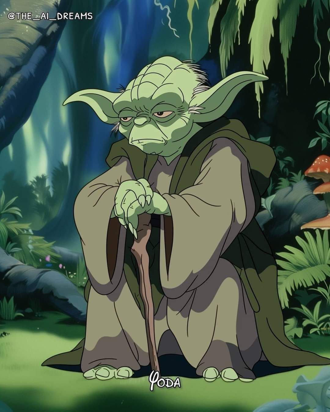 Yoda de Star Wars en versión Disney según una IA