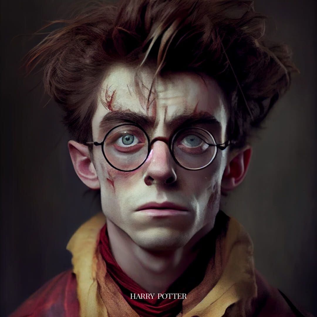 Harry Potter en estilo de Tim Burton según una IA