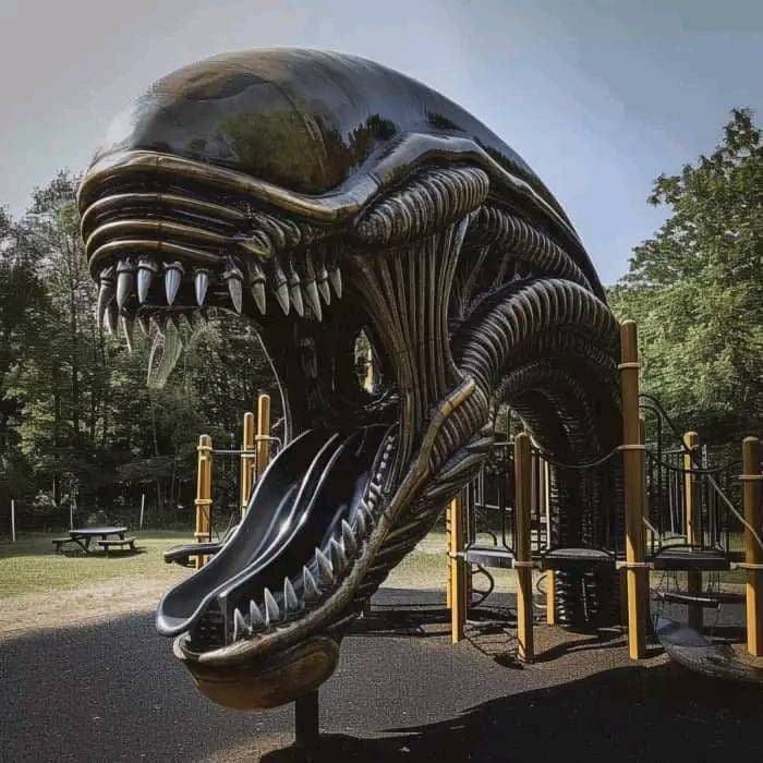 Alien en un parque de diversiones según una IA