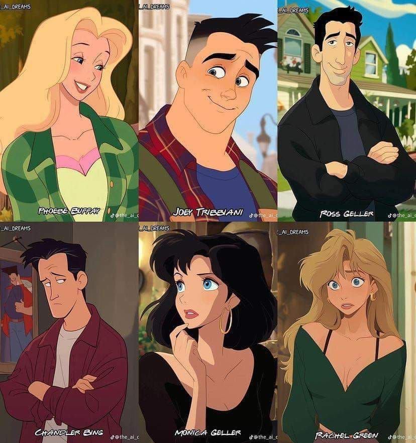 Así se verían los personajes de Friends como personajes de Disney según una IA
