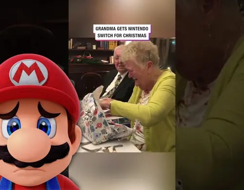 VIDEO: Abuelita gamer llora al recibir Nintendo Switch por Navidad
