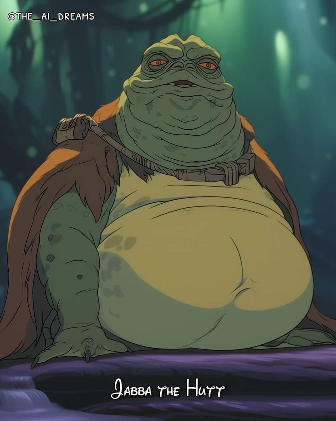 Jabba the Hutt en versión Disney según una IA