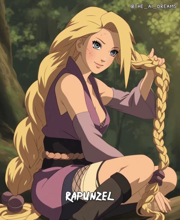 Rapunzel en estilo de Naruto según una IA