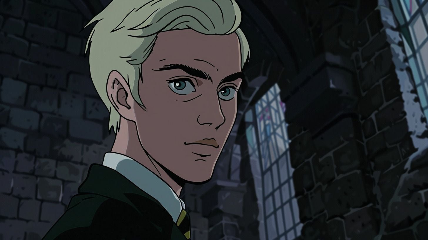 Draco Malfoy en estilo anime según una IA