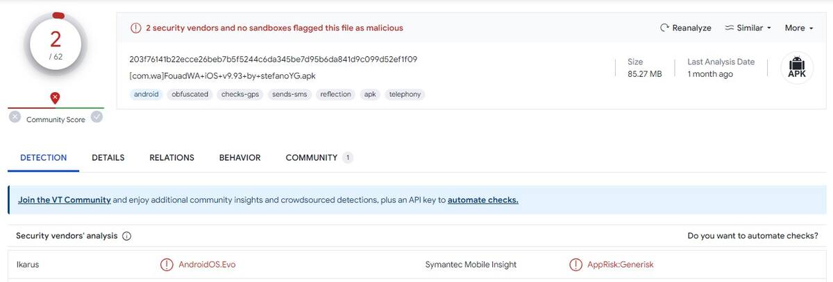 Muchas APK que modifican la apariencia de nuestro WhatsApp ocultan malware perjudicial de forma discreta, como en este caso que detectamos a tiempo