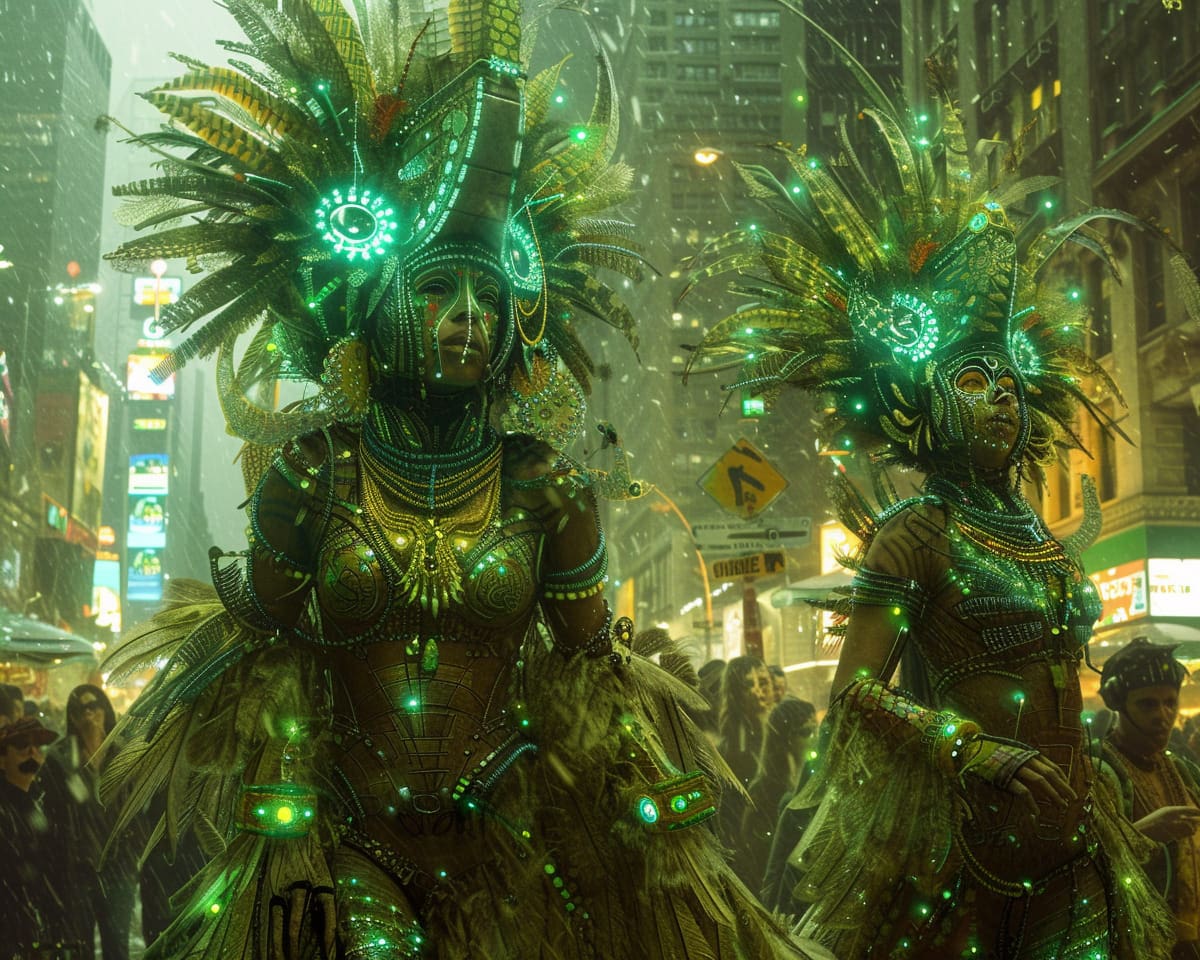 Carnaval en Rio de Janeiro en estética cyberpunk