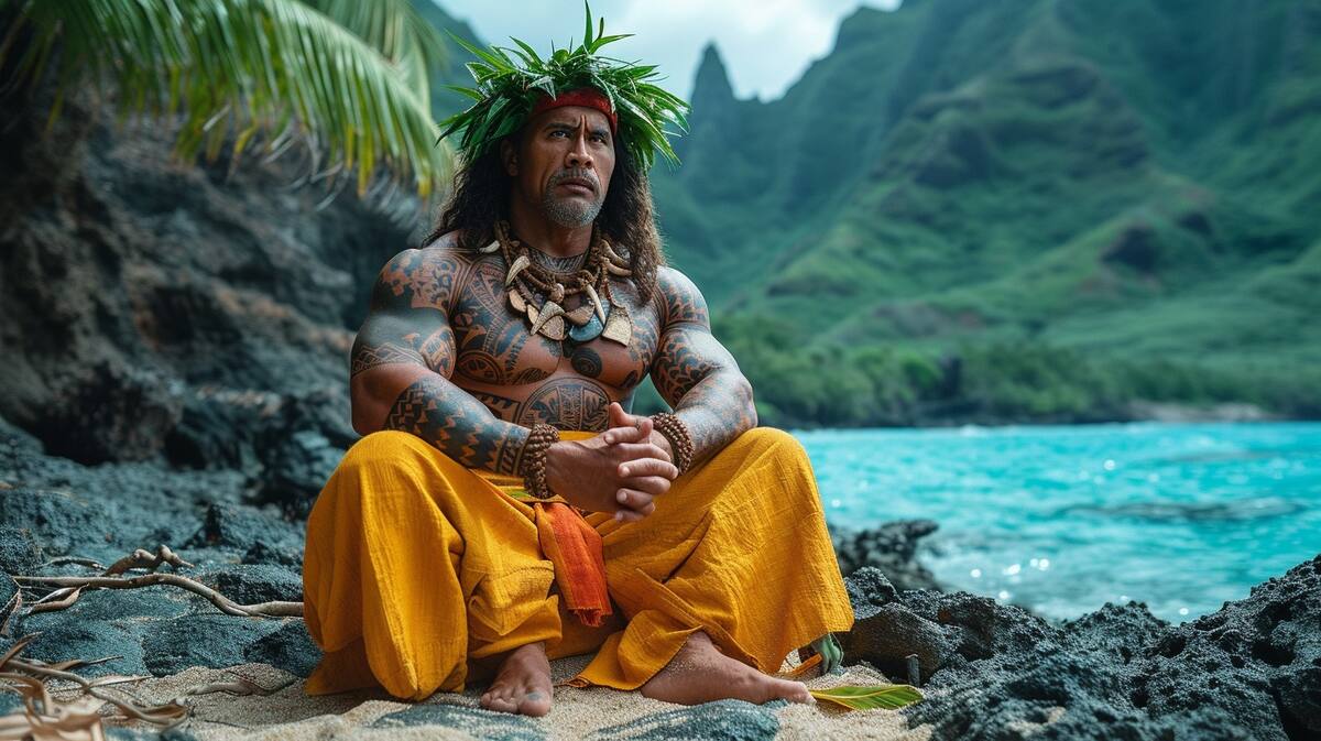 Dwayne Johnson en versión Maui según una IA