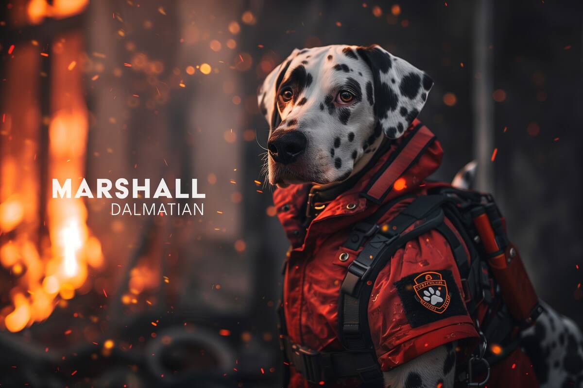 Marshal de Paw Patrol en vida real según una IA
