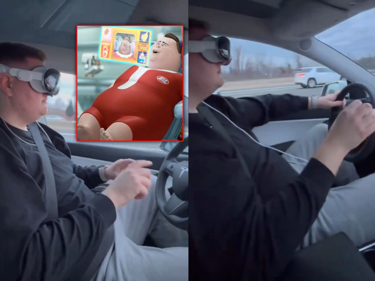 ¿WALL-E se hace realidad? Policía detiene a conductor de Tesla por usar los Apple Vision Pro al volante (VIDEO)