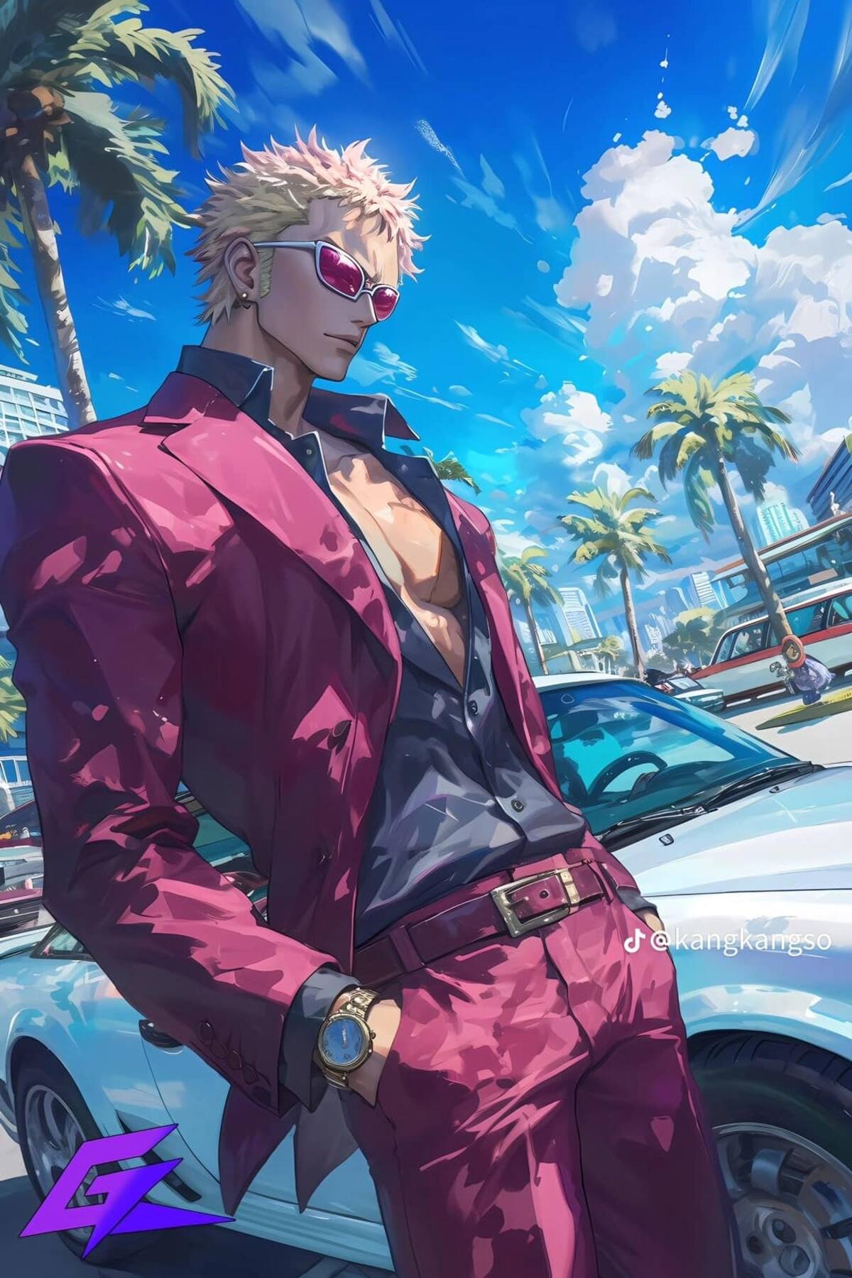 Doflamingo en el universo de GTA según una IA