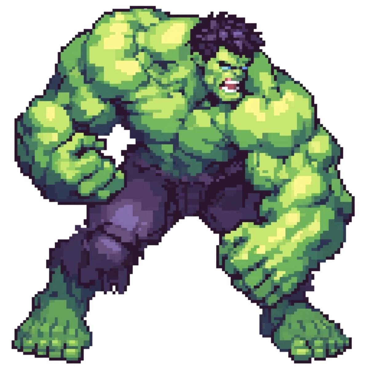 Hulk en versión 8 bits según una IA