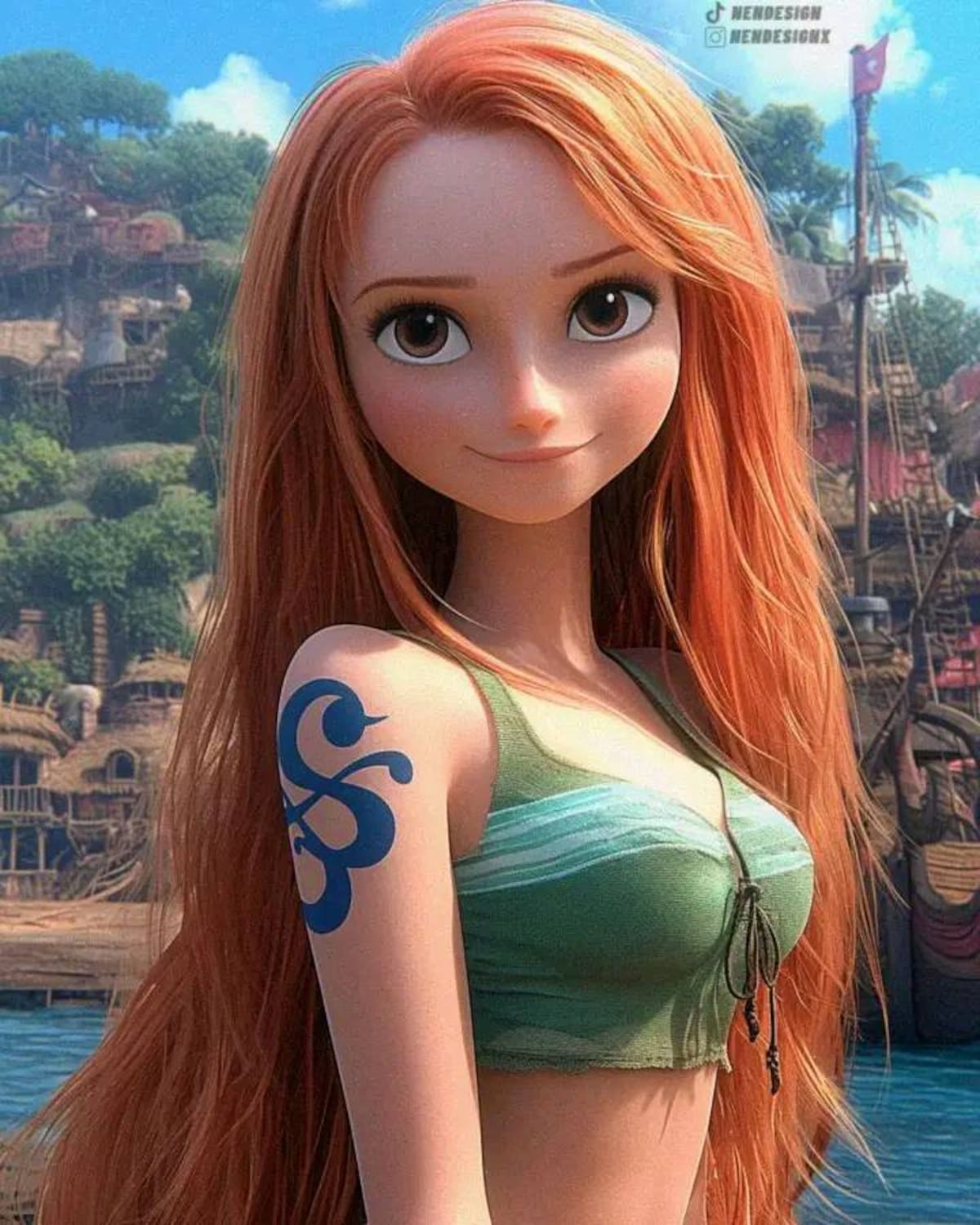 Nami en estilo Pixar según una IA