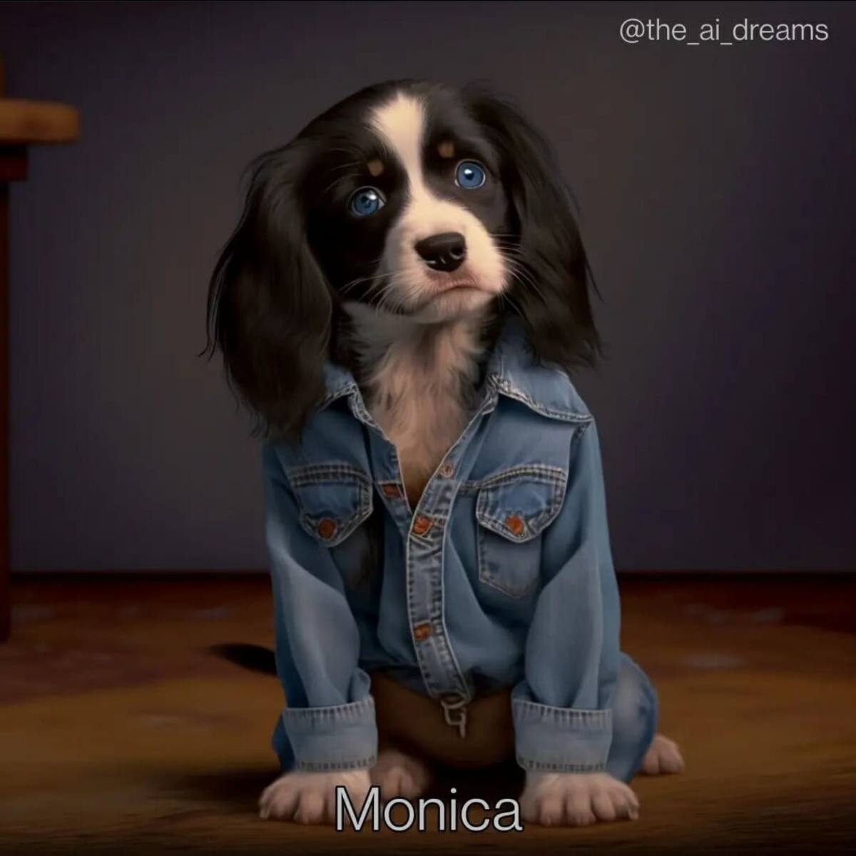 Monica de Friends en estilo cachorro según una IA