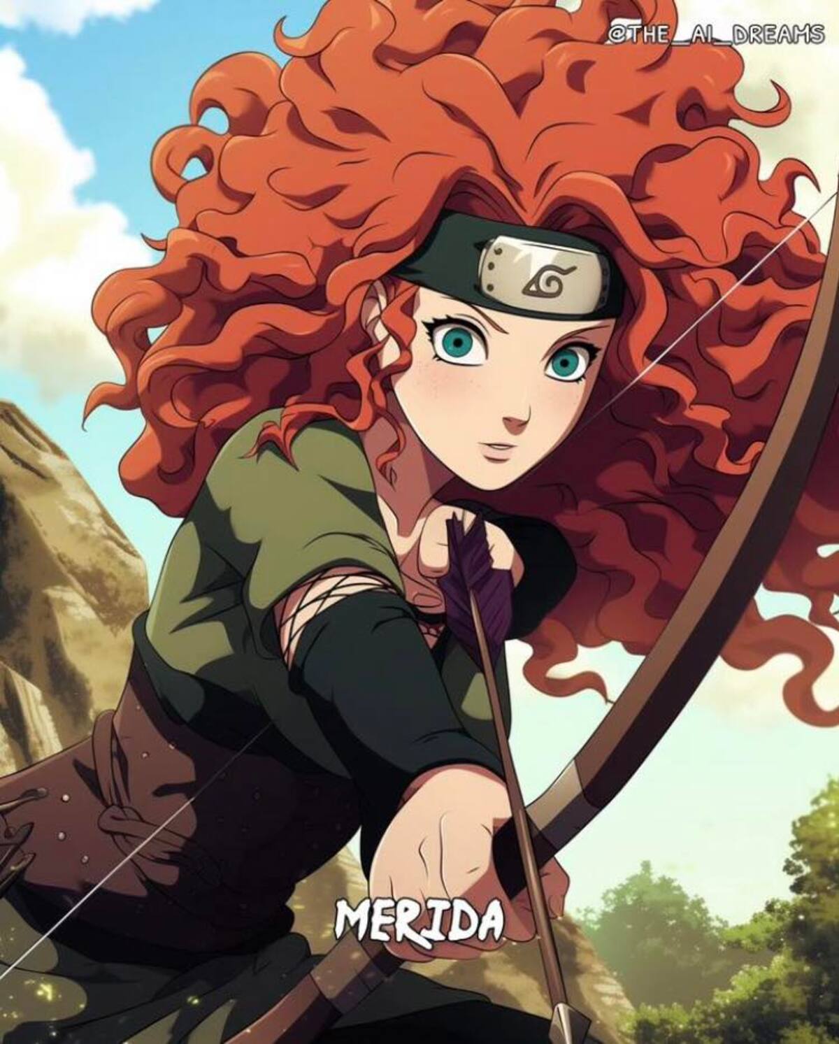 Merida en estilo de Naruto según una IA