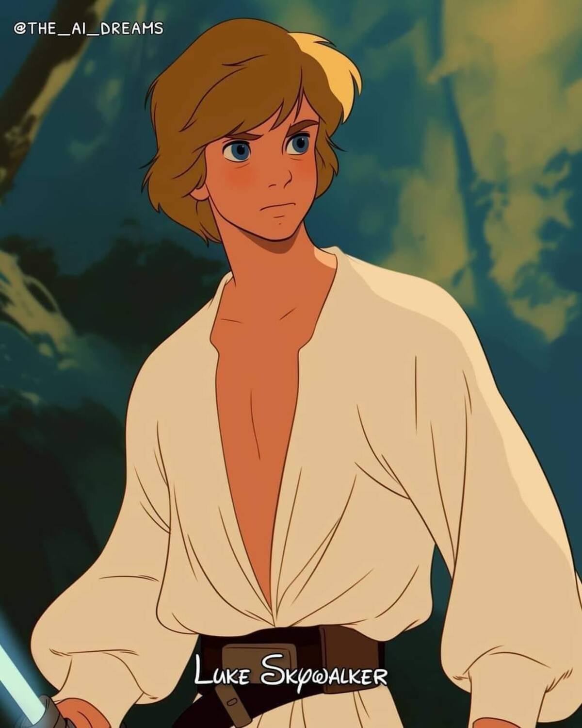 Luke Skylwaker en versión Disney según una IA