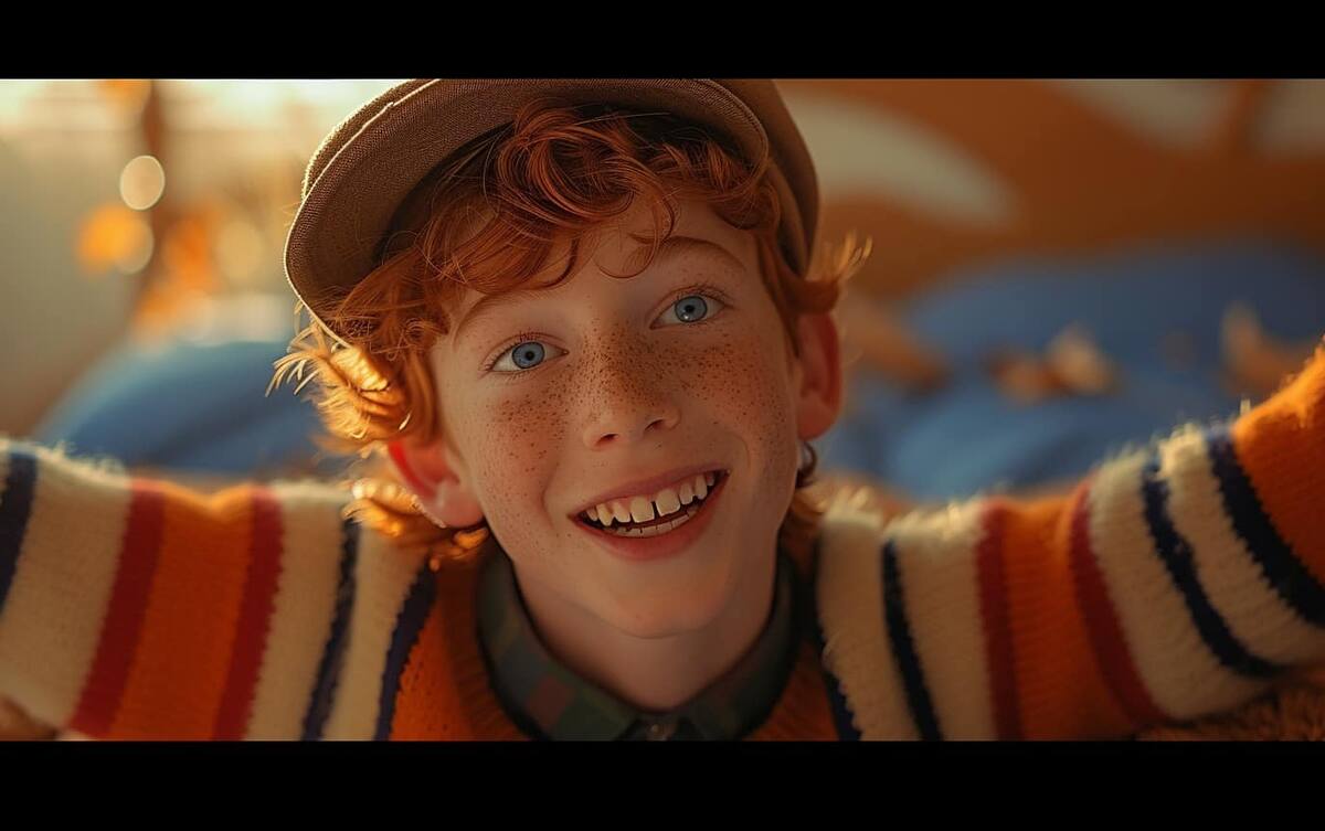 Hogarth Hughesen live action según una IA sonriendo.