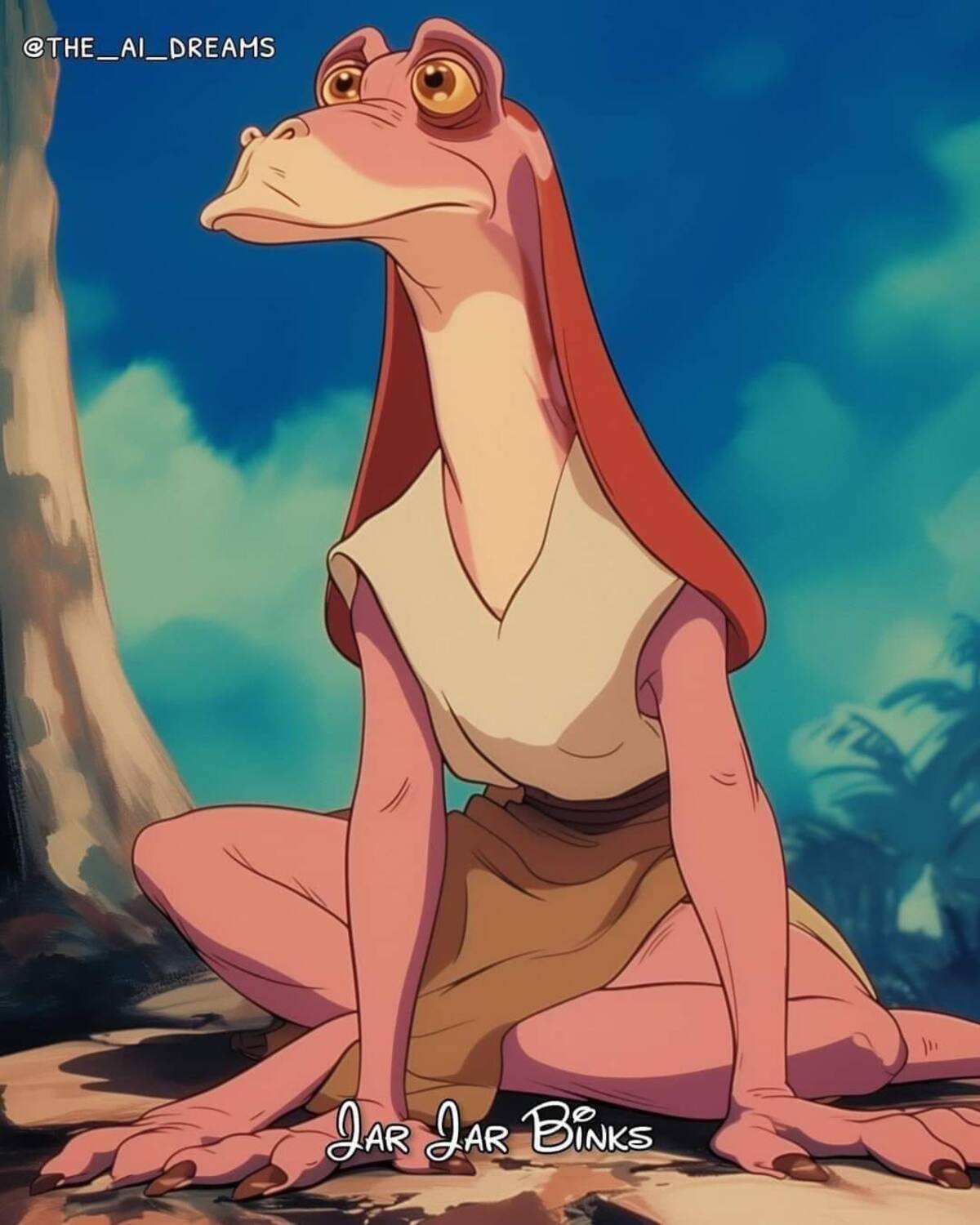 Jar Jar binks en versión Disney según una IA