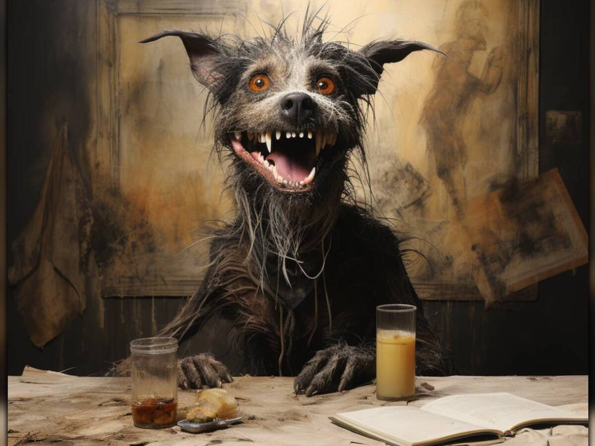 ¡El perro que come cereal con cuchara es real! La inteligencia artificial revela su aterradora imagen