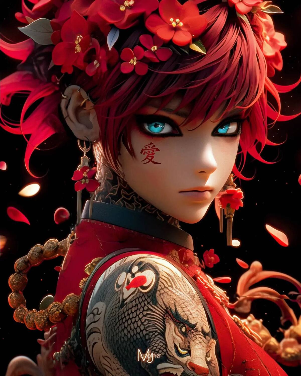 Gaara en su versión femenina según una IA