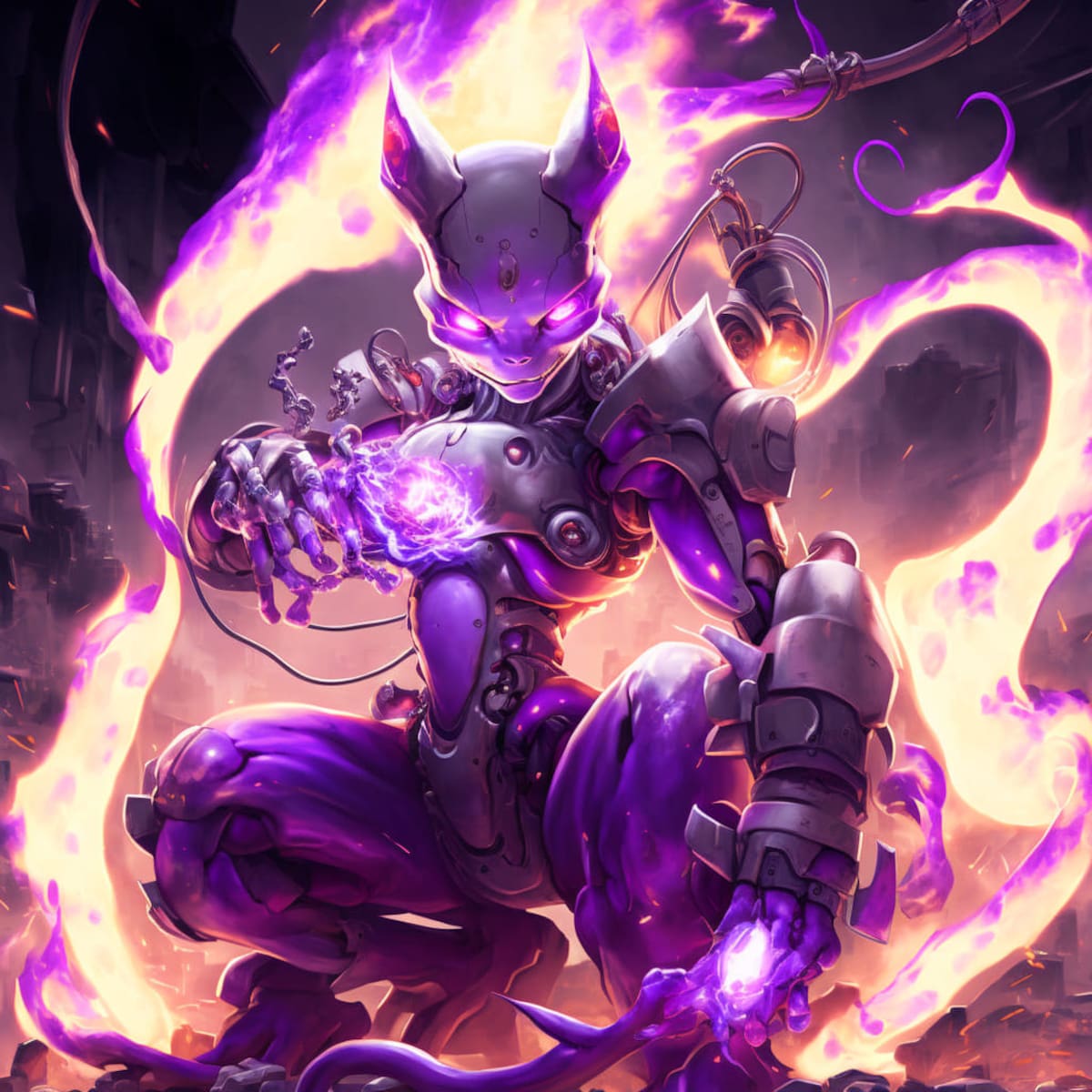 Mewtwo en estilo cyborg según una IA