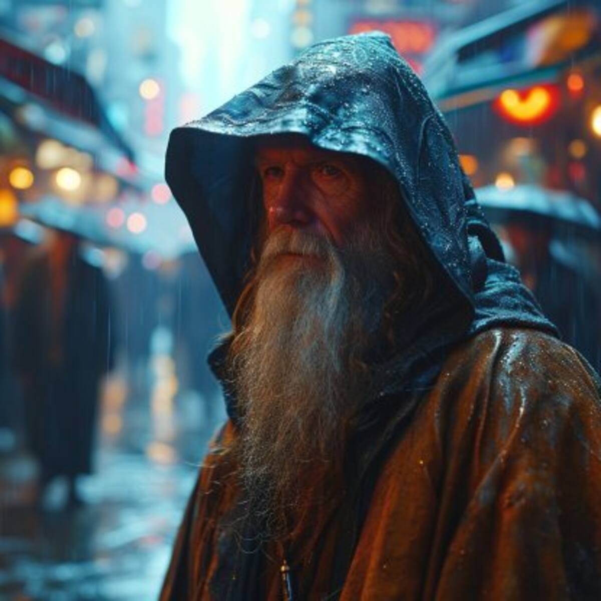 Gandalf: así se vería si fuera un hacker cyberpunk según la IA de Midjourney
