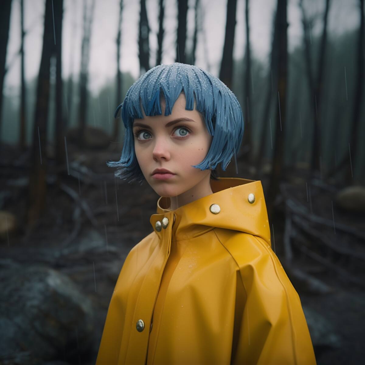 El impermeable amarillo es uno de los atributos esenciales de Coraline