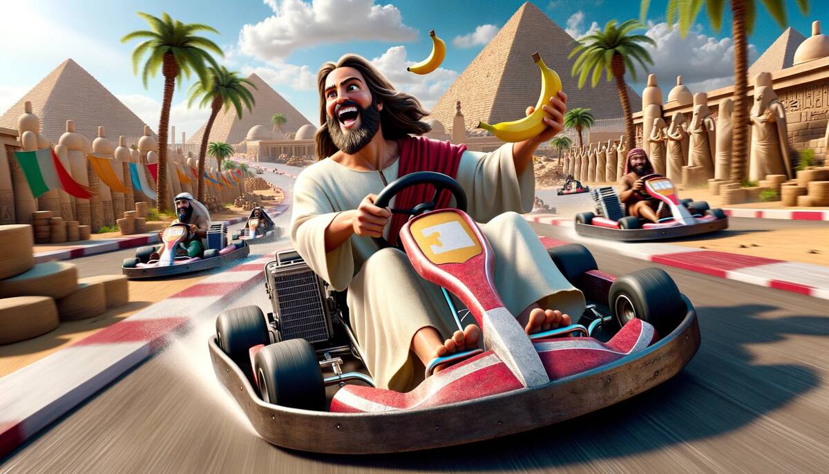 IA revela como se verían los personajes de la biblia como personajes de Mario Kart según una inteligencia artificial.