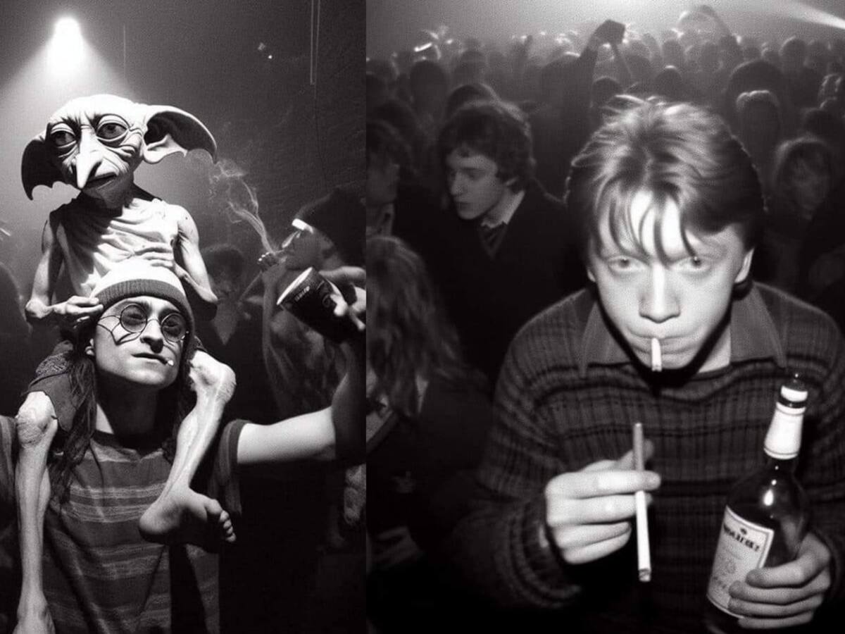 IA: ¿Cómo se vería Hogwarts de Harry Potter en una rave noventero?