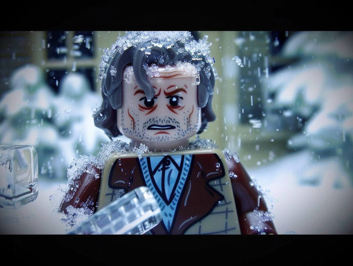 Escena de Jack en la nieve en versión lego