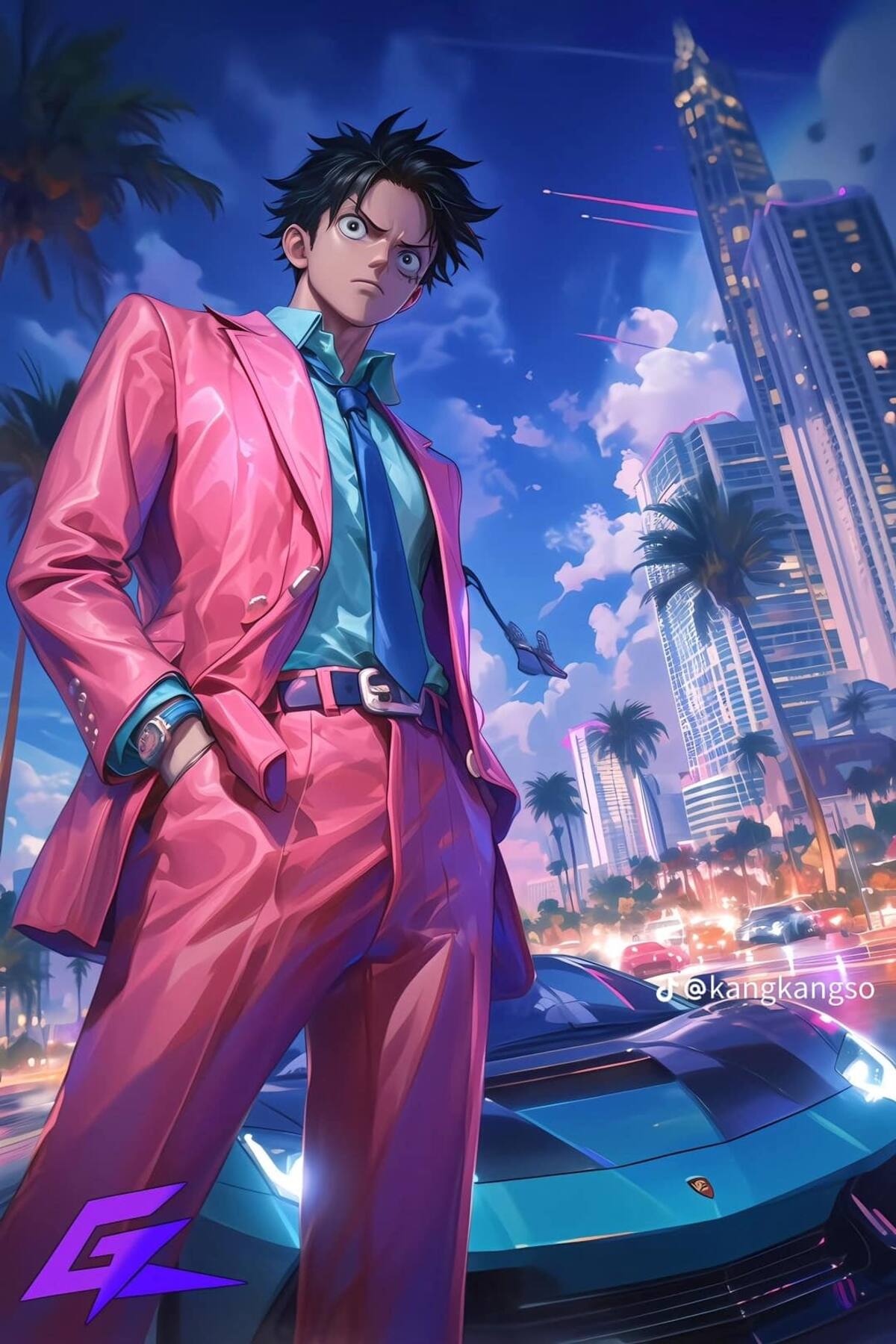 Luffy en el mundo de GTA según una IA