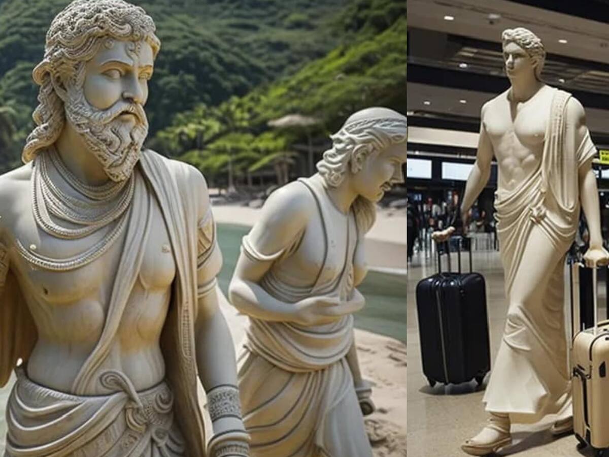 Así se verían las Estatuas Antiguas en unas vacaciones según una inteligencia artificial