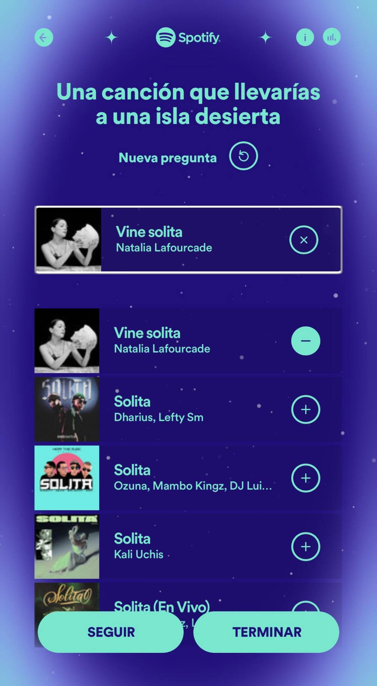 Una canción que llevarías a una isla desierta | Spotify captura de pantalla