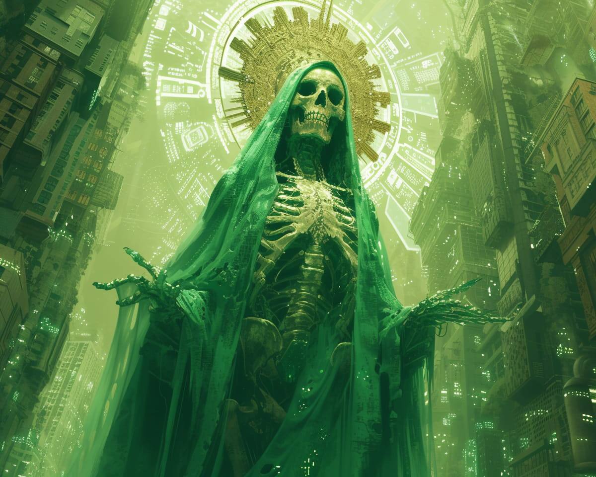 Así se vería la Catrina en versión cyberpunk según una IA