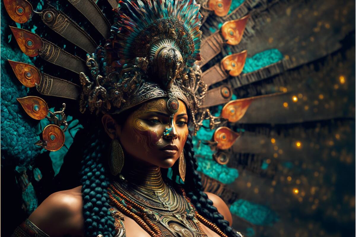 En la mitología mexica es la diosa de la belleza, las flores, el amor, el placer amoroso, y las artes