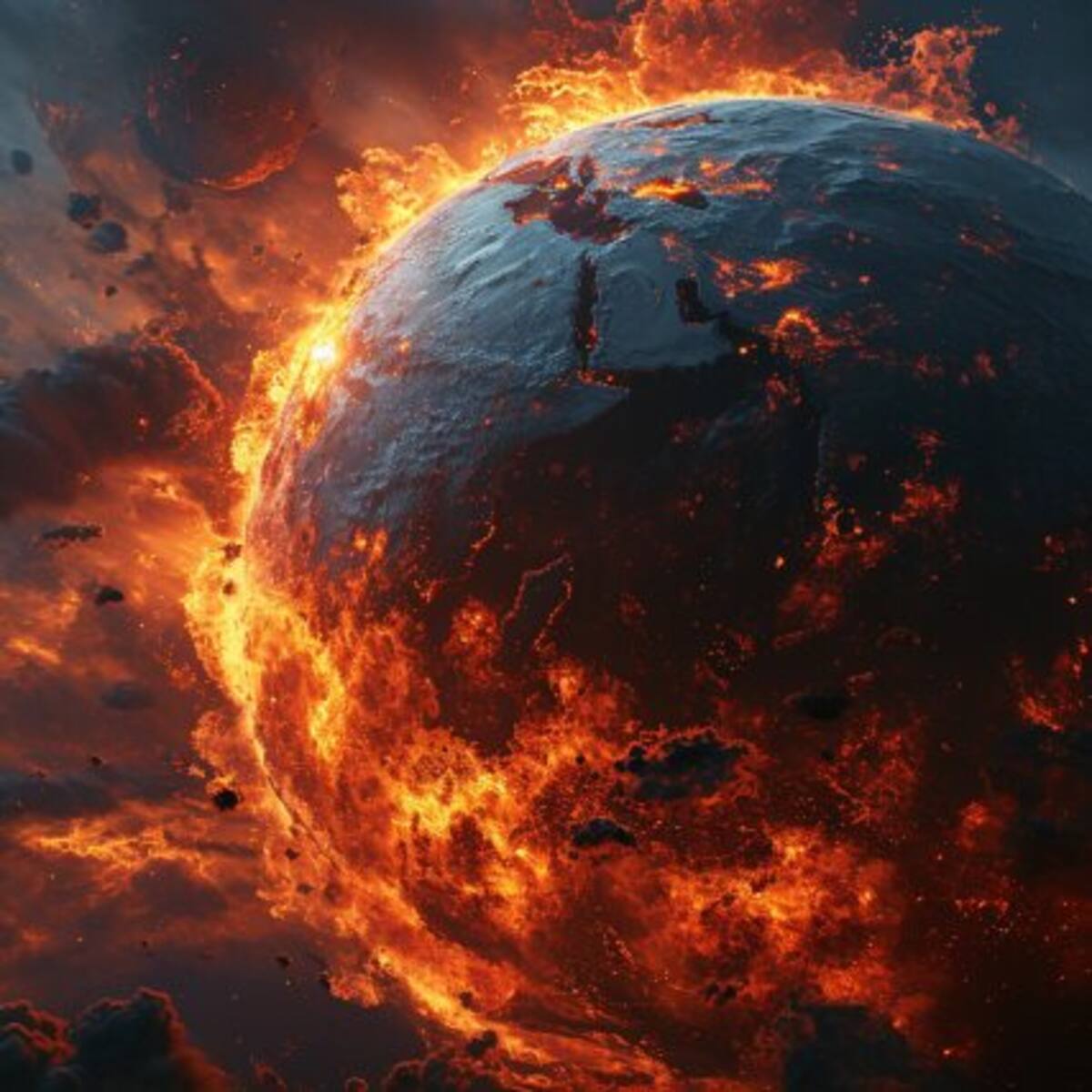 Así se vería la Tierra si se cumpliera la predicción de Stephen Hawking y se convirtiera en una bola de fuego | Midjourney