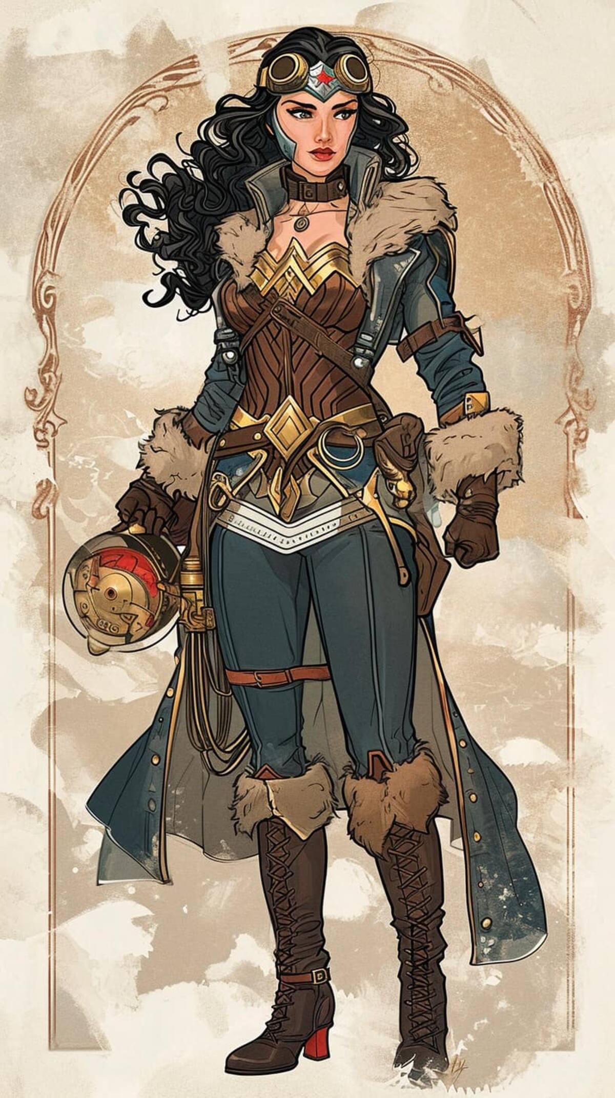 Wonder Woman en estilo steampunk según una IA