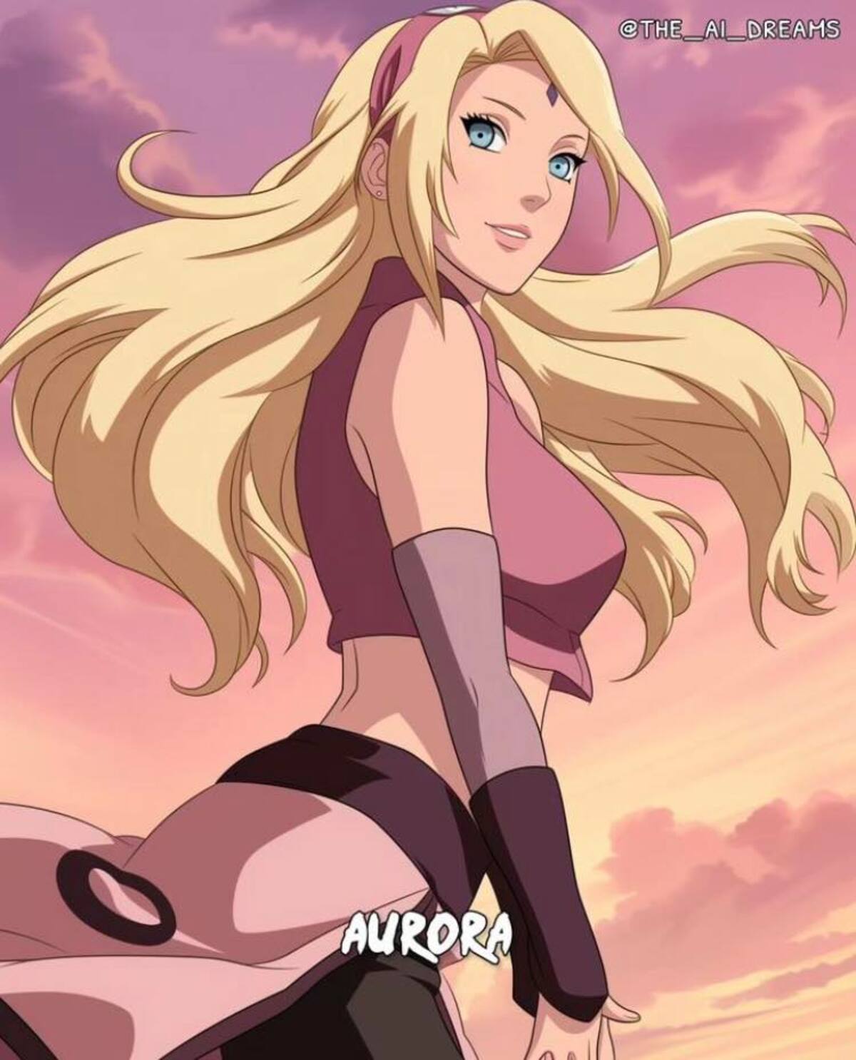 Aurora en estilo de Naruto según una IA