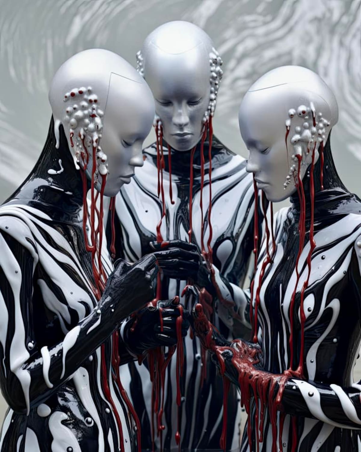 Entes humanoides de petróleo desfalleciendo.