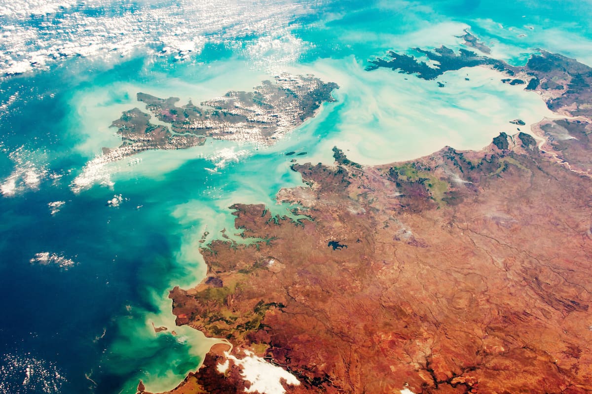 Vista aérea capturada por la NASA de la región en la que se plantea, existió una masa continental habitada posiblemente por seres humanos. Fuente: NASA