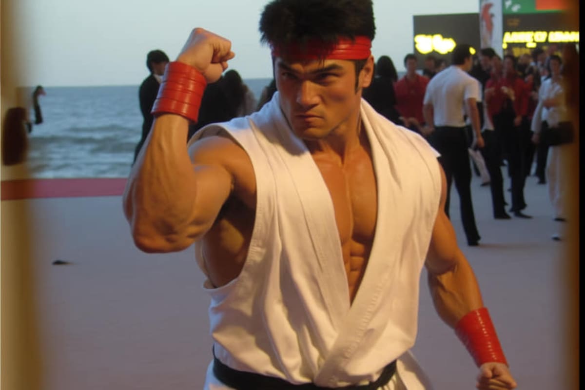 Ryu en un live action de los años ochentas según una IA